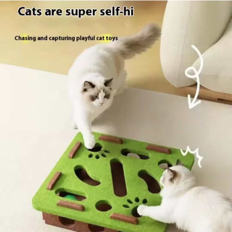 Cat Puzzle Maze – Interactive Felt Toy with Bell