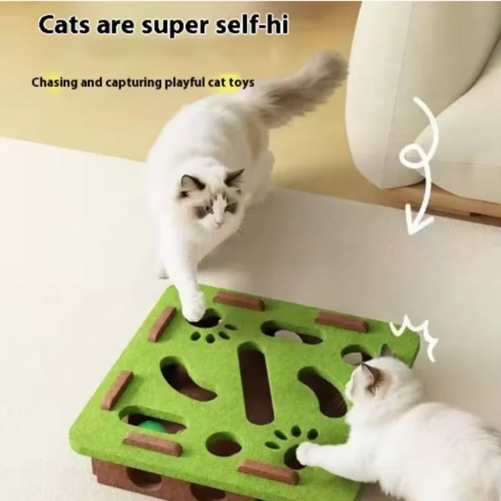 Cat Puzzle Maze – Interactive Felt Toy with Bell