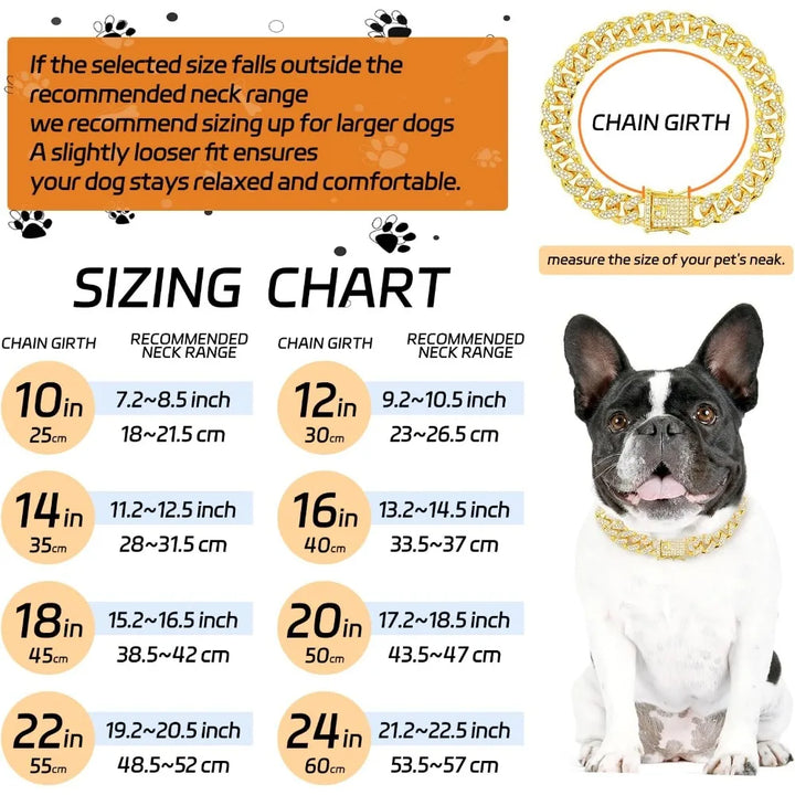 Rhinestone Dog Collar – Gold Plated & Secure Clasp