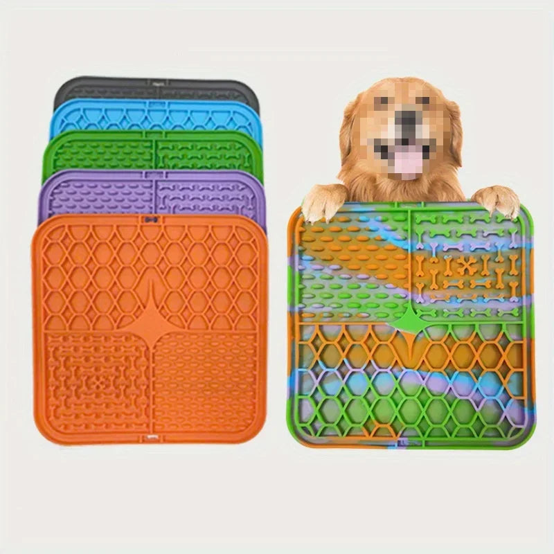 Silicone Dog Licking Mat – Slow Feeder with Suction Cups