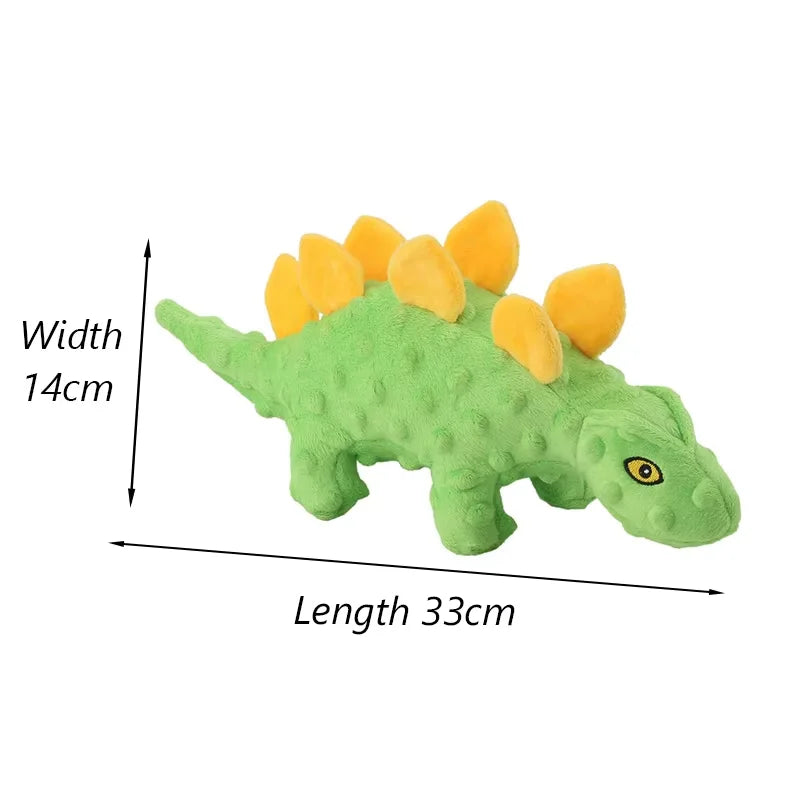Squeaky Plush Dinosaur Dog Toy – Stuffing-Free Interactive Chew Toy