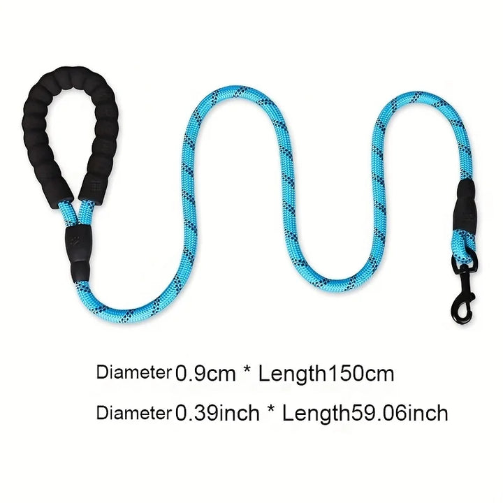 Reflective Dog Leash – 1.5m Nylon with Padded Handle
