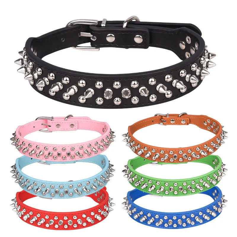 Studded Leather Dog Collar – Spiked & Adjustable