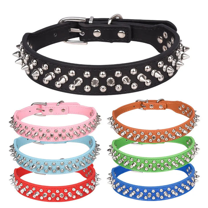 Studded Leather Dog Collar – Spiked & Adjustable