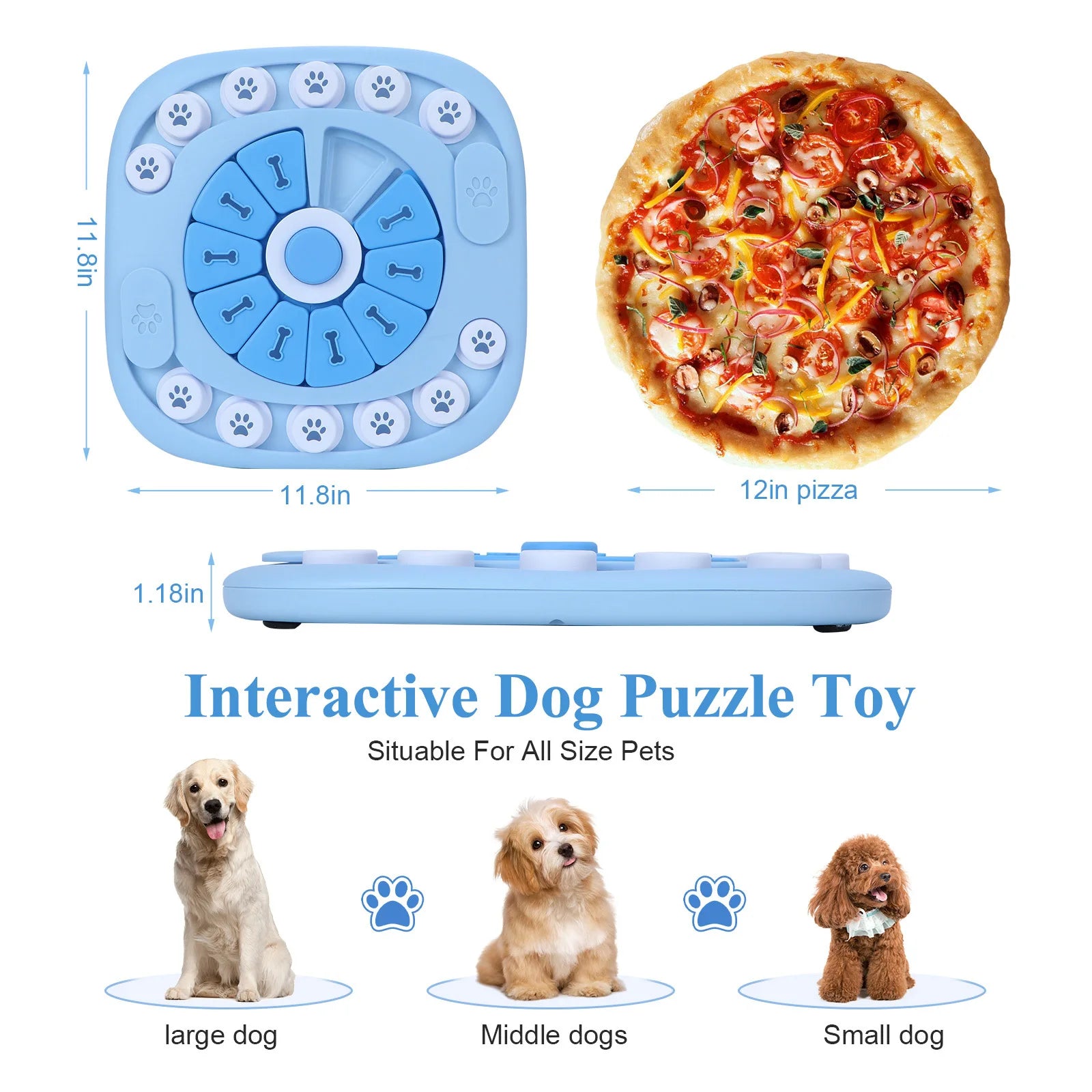 Dog Puzzle Toy – IQ Training Slow Feeder with Squeak Button