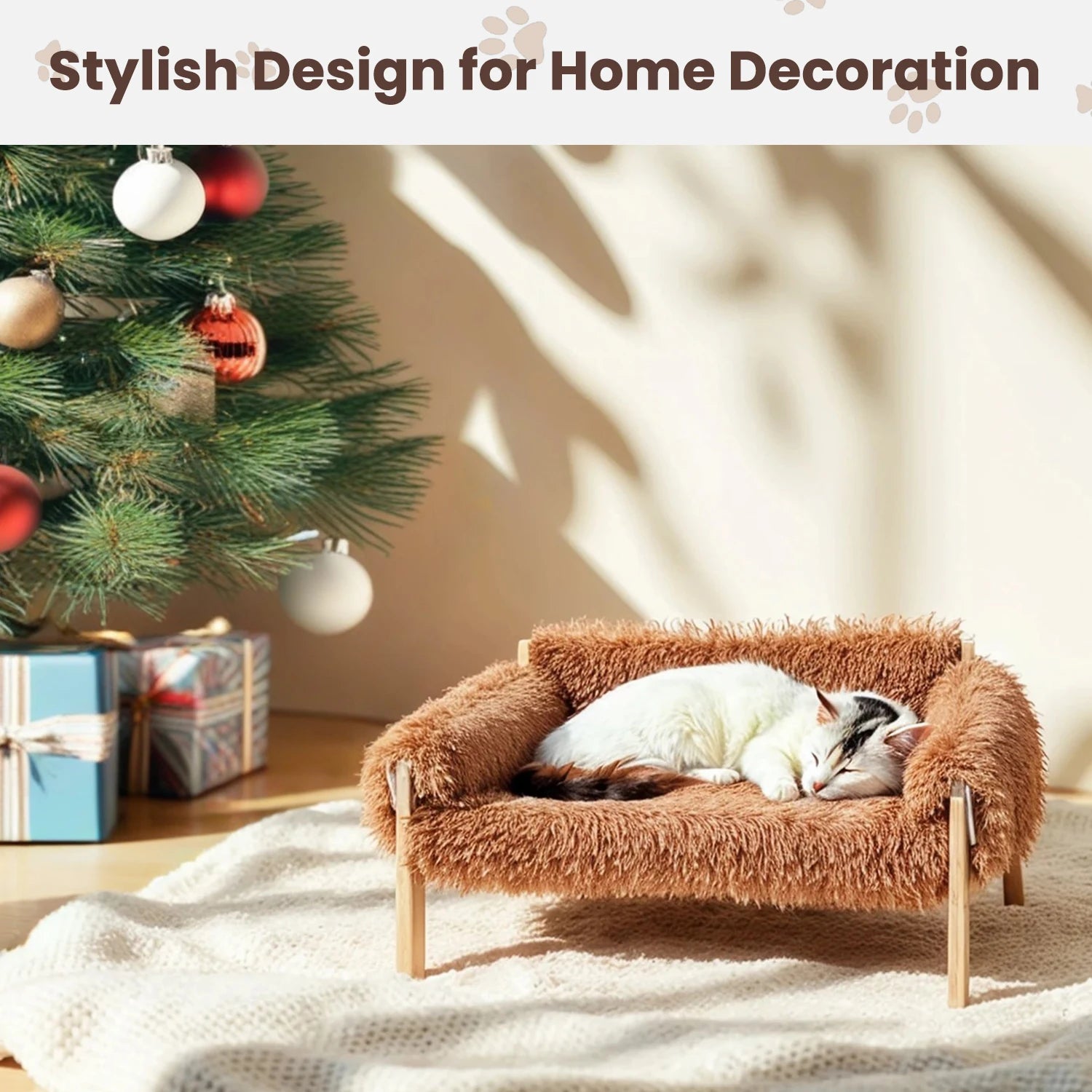 Elevated Cat Bed – Wooden Legs & Removable Cover