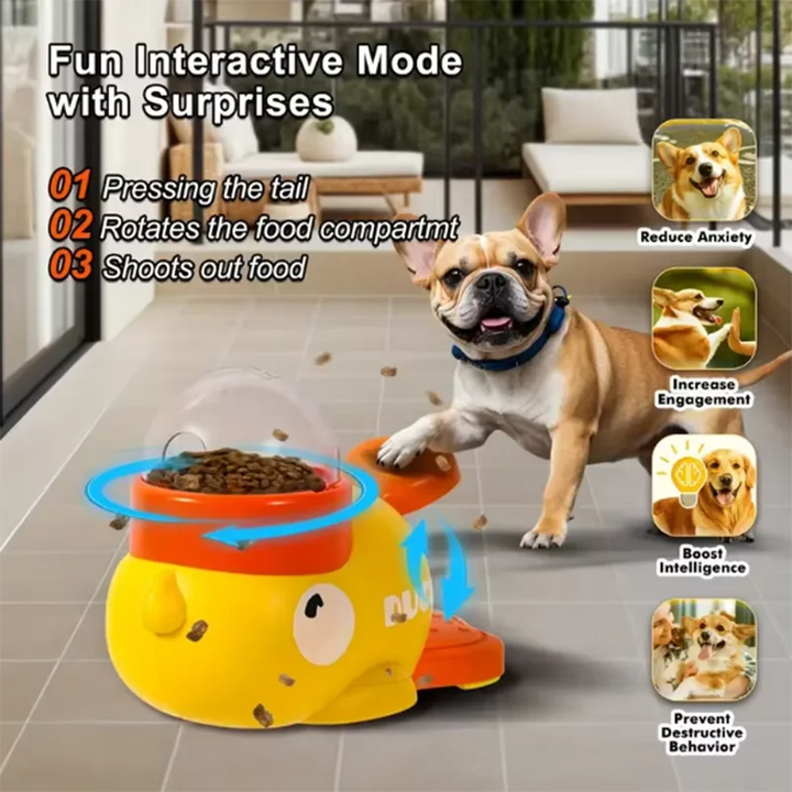 Duck Shaped Pet Feeder – Press-to-Dispense & 3 Outlet Sizes