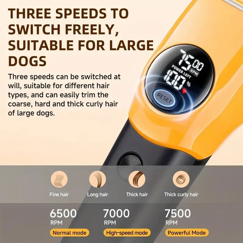 Professional Dog Clipper – LED Display & 7500 RPM