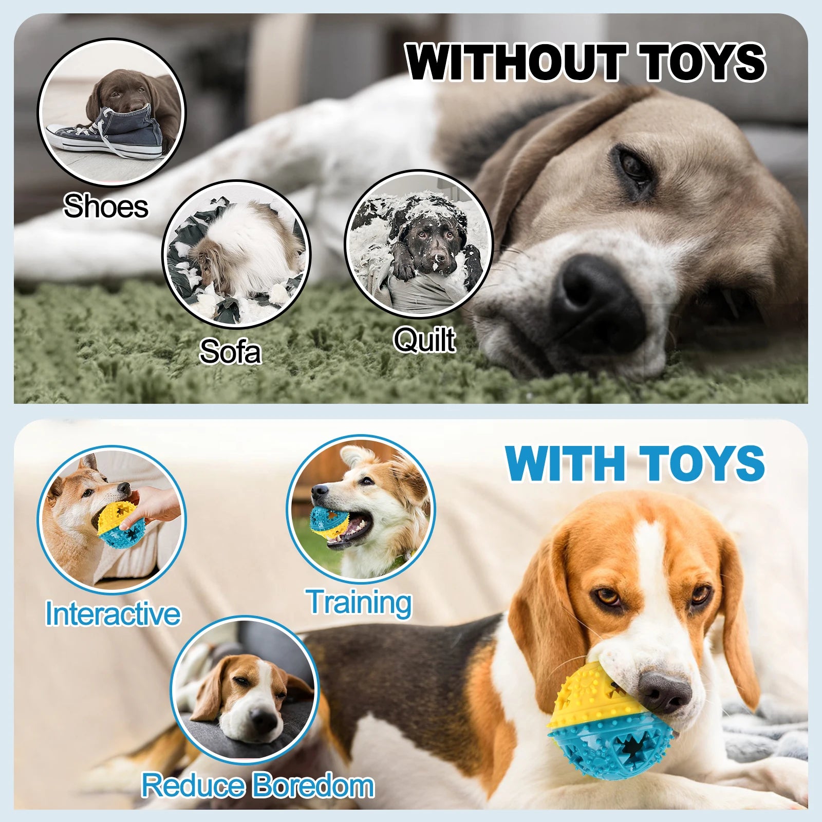 Dog Chew Ball Set – 4-in-1 Treat Dispensing & Cleaning