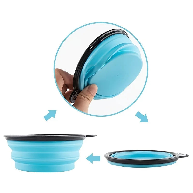 Portable Pet Bowl – Collapsible TPR with Carabiner Clip