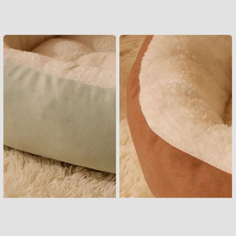 Oval Plush Pet Bed – Raised Rim & Anti-Slip