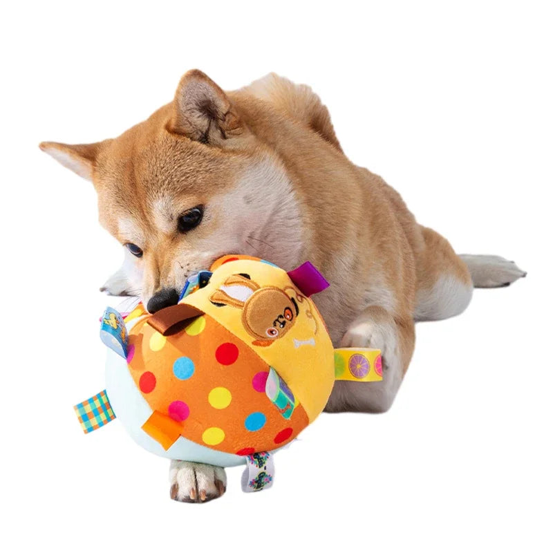 Interactive Ball Dog Toy – Plush Tug Toy with Bell