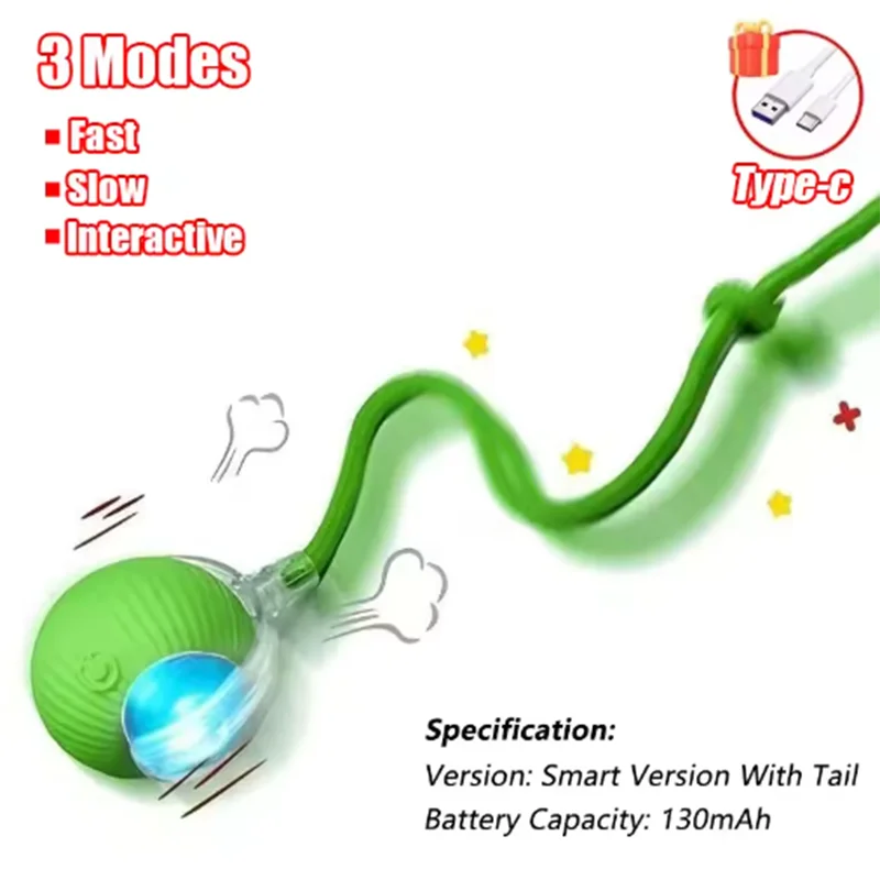 Automatic Interactive Cat Toy – Smart Rolling Ball with Tail