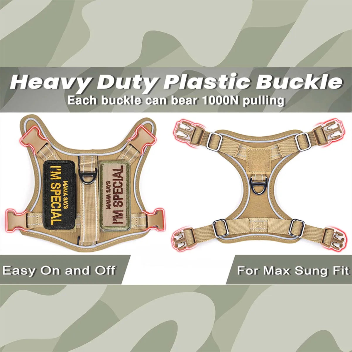 Tactical Dog Harness – Padded Handle & 4-Point Adjustable