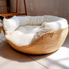 Handwoven Bamboo Pet Bed – Breathable with Waterproof Cushion