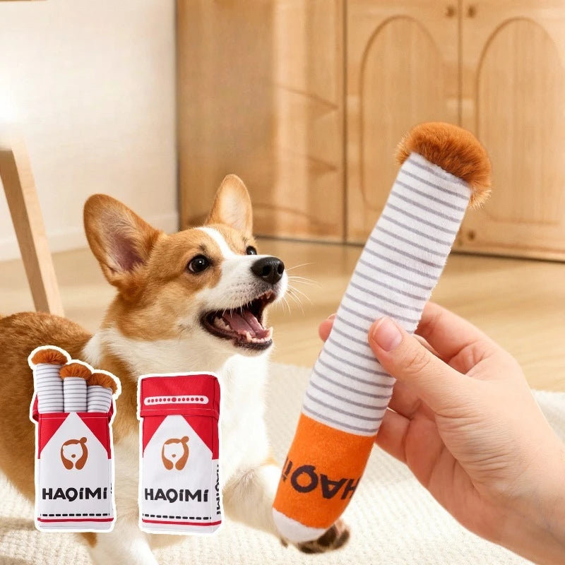 Funny Cigarette Dog Toy – Interactive Squeaky Plush