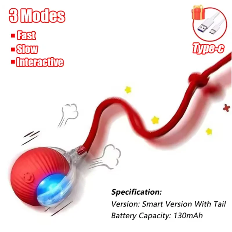 Automatic Interactive Cat Toy – Smart Rolling Ball with Tail