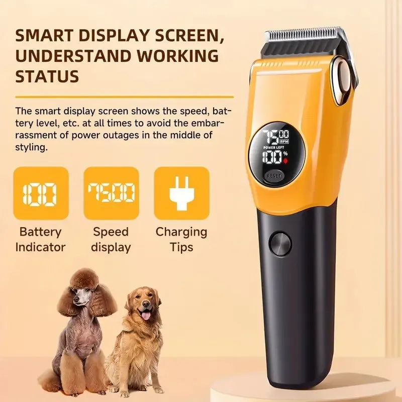 Professional Dog Clipper – LED Display & 7500 RPM