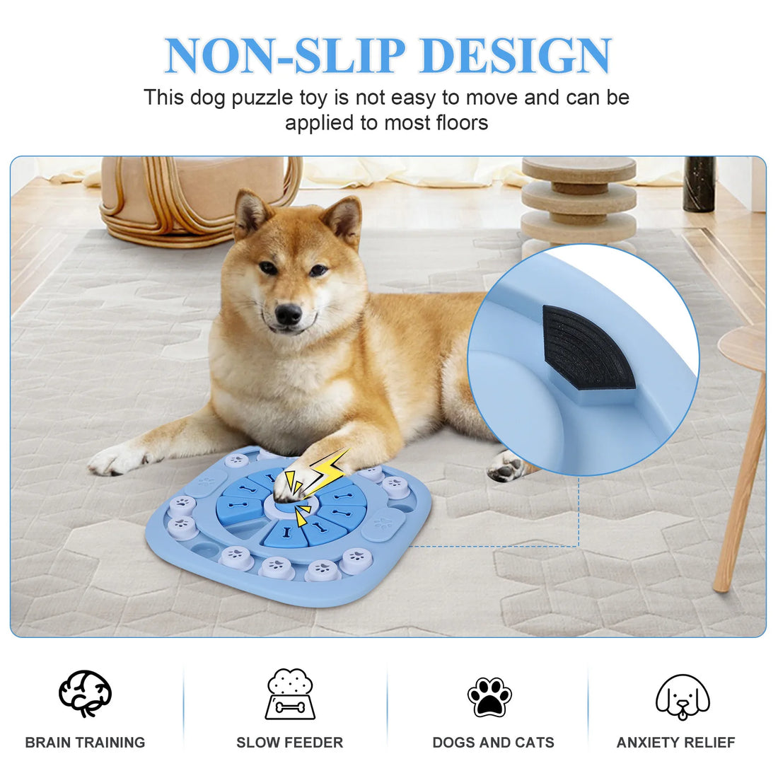 Dog Puzzle Toy – IQ Training Slow Feeder with Squeak Button