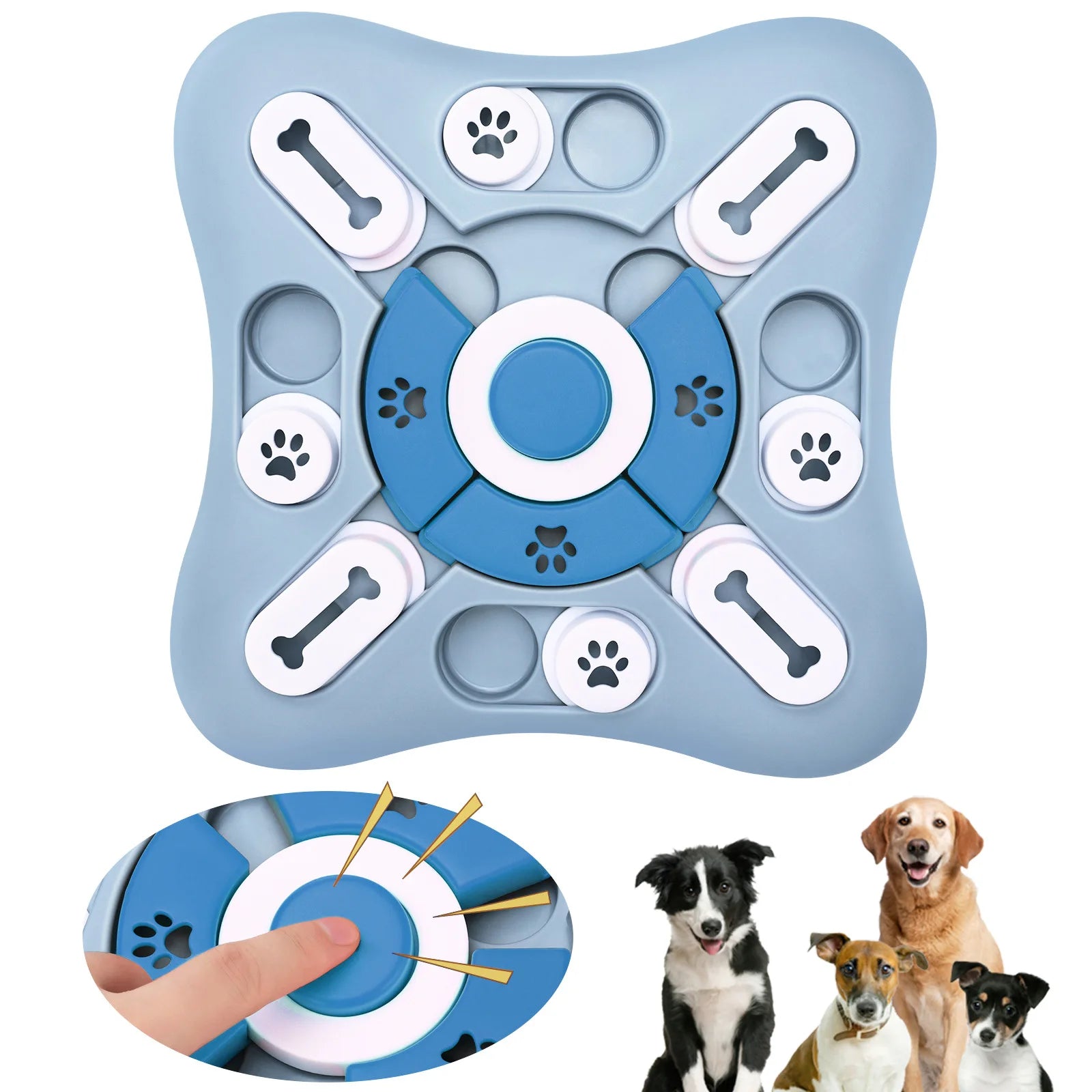 Dog Puzzle Toy – IQ Training Slow Feeder with Squeak Button
