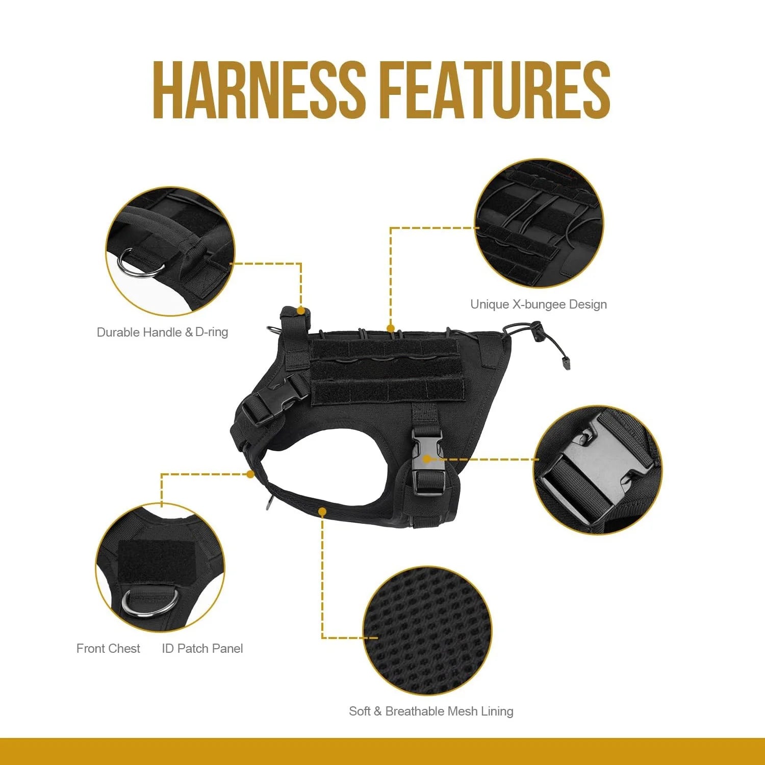 Tactical Dog Harness – Handle & Hook & Loop Panels
