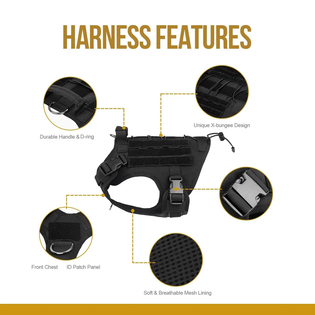 Tactical Dog Harness – Handle & Hook & Loop Panels