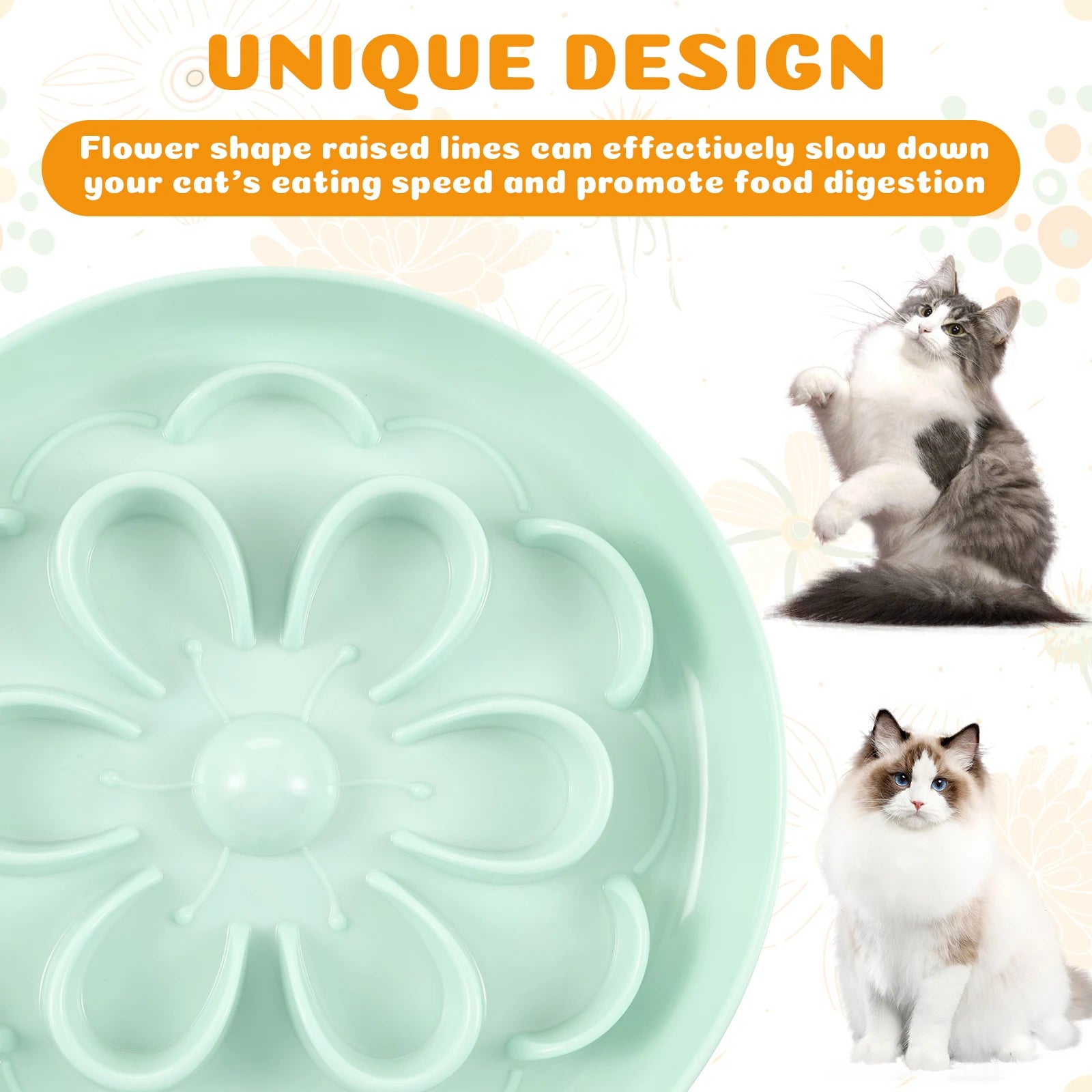 Flower Slow Feeder Cat Bowl – Anti-Slip & Flower Shape