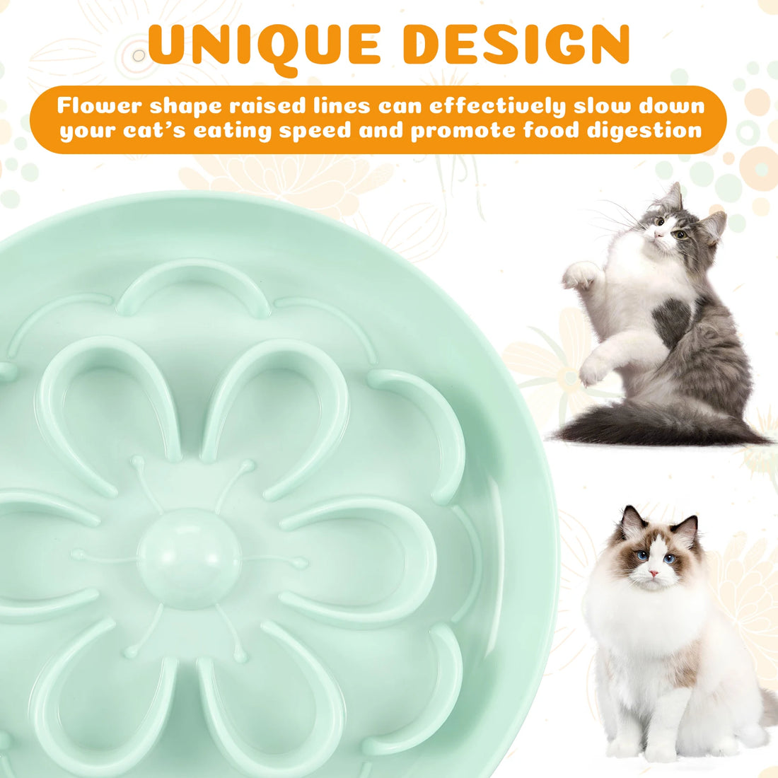 Flower Slow Feeder Cat Bowl – Anti-Slip & Flower Shape