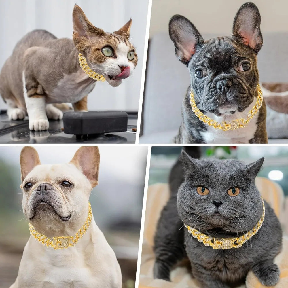 Rhinestone Dog Collar – Gold Plated & Secure Clasp