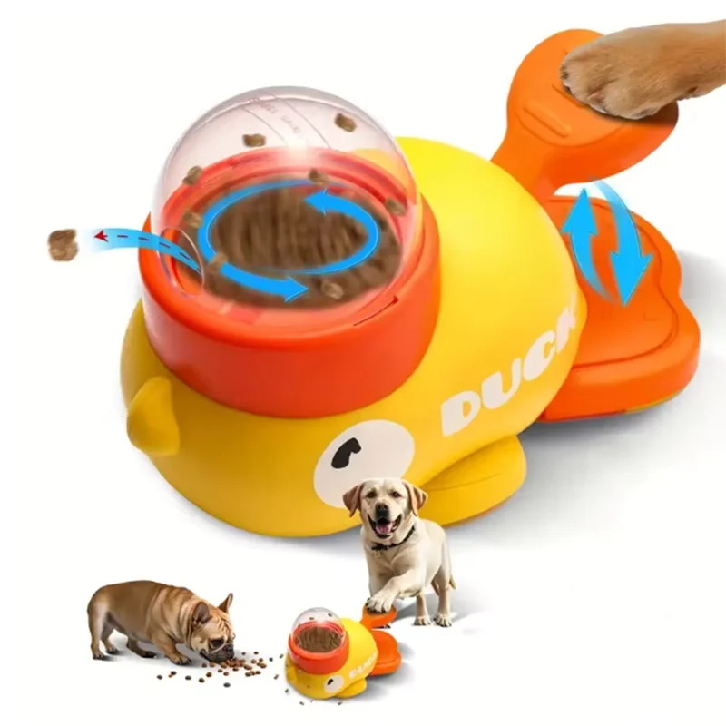 Duck Shaped Pet Feeder – Press-to-Dispense & 3 Outlet Sizes