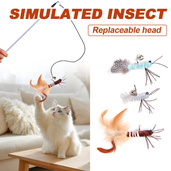 Luxury Cat Teasing Wand – Handmade Dragonfly with Replaceable Heads