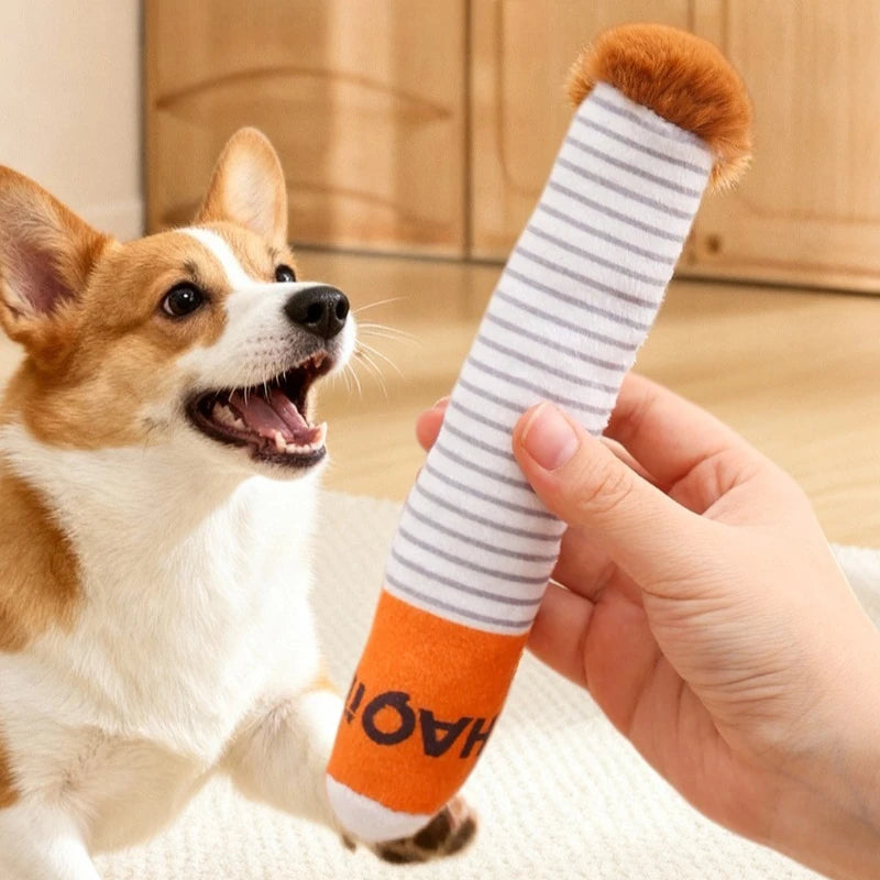 Funny Cigarette Dog Toy – Interactive Squeaky Plush