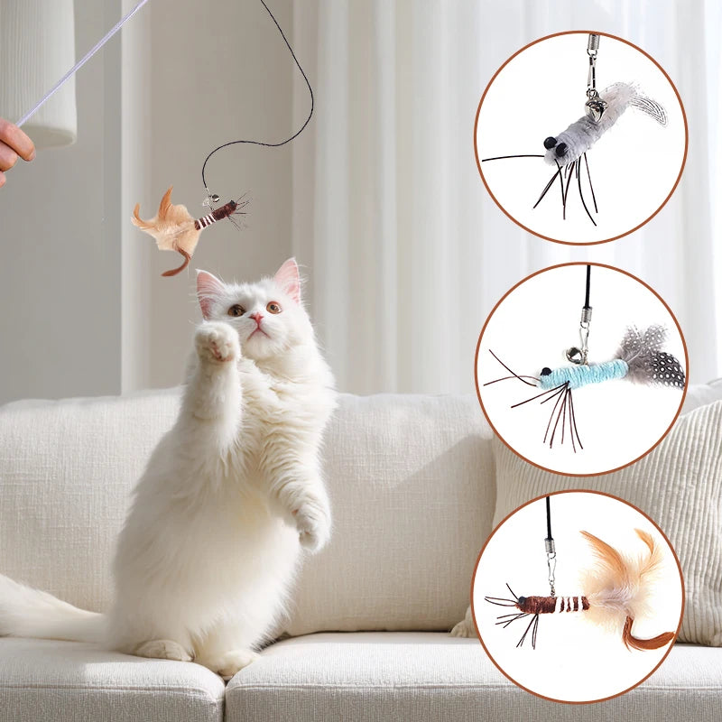 Luxury Cat Teasing Wand – Handmade Dragonfly with Replaceable Heads