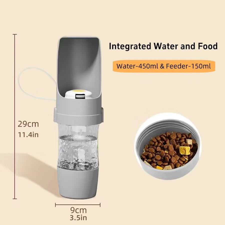 Pet Water Bottle – Leak-Proof with Food Storage