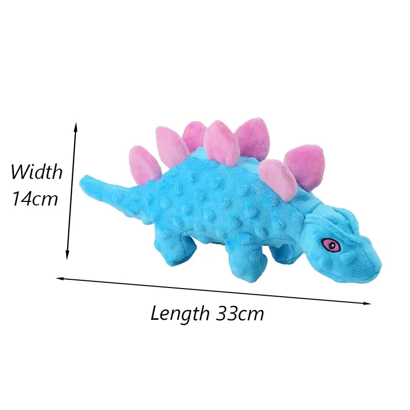 Squeaky Plush Dinosaur Dog Toy – Stuffing-Free Interactive Chew Toy
