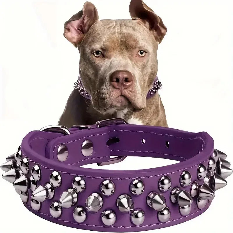 Studded Leather Dog Collar – Spiked & Adjustable