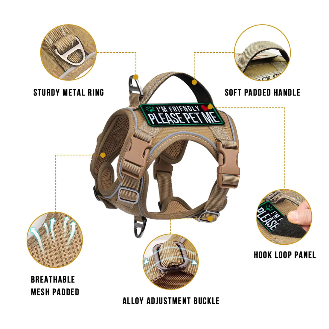 Tactical Dog Harness – Padded Handle & 4-Point Adjustable