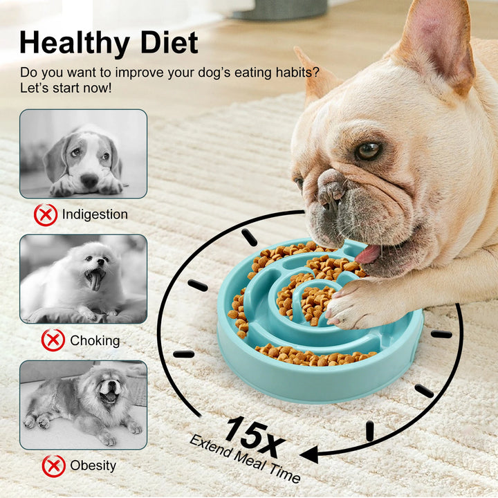 Slow Feeder Dog Bowl – Anti-Gulping with 4 Sizes