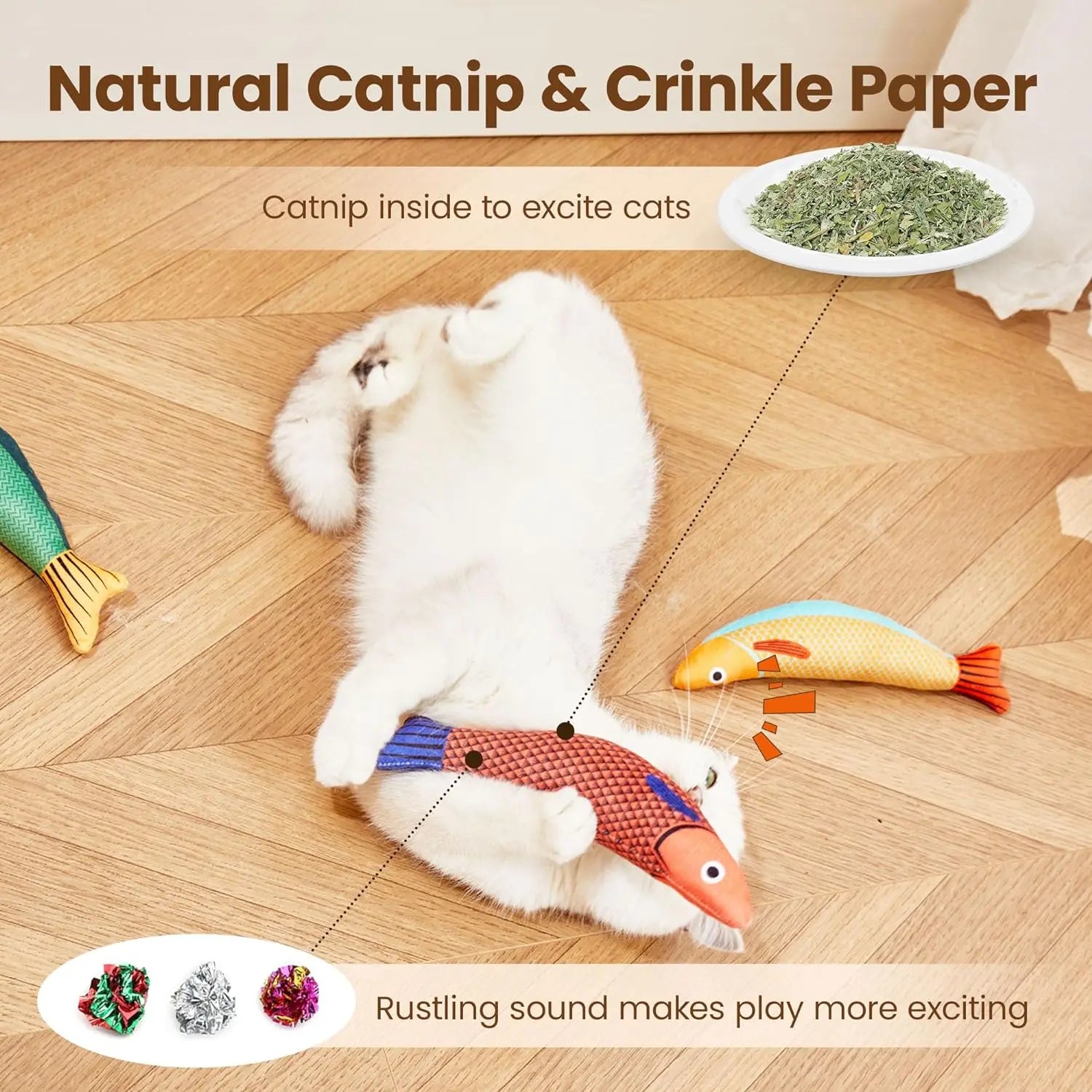 Catnip Fish Toy – Teeth Grinding & Crinkle Sound