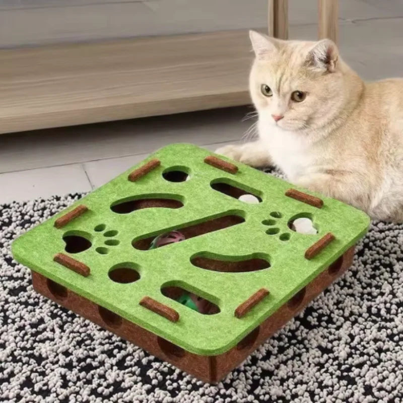 Cat Puzzle Maze – Interactive Felt Toy with Bell