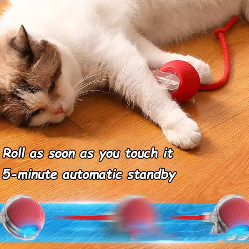 Automatic Interactive Cat Toy – Smart Rolling Ball with Tail
