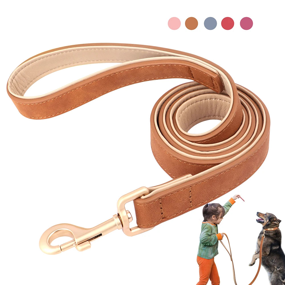 PU Leather Dog Leash – 120cm with Soft Padded Handle