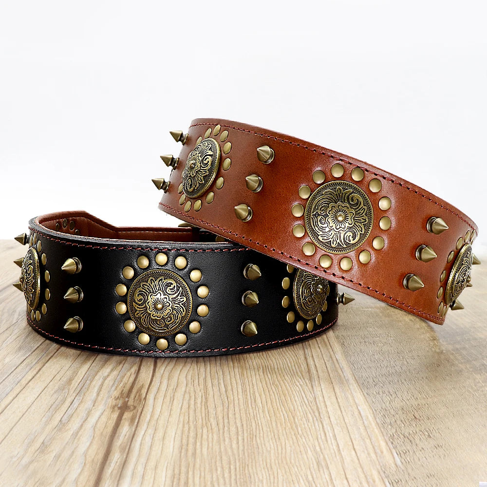 Spiked Leather Dog Collar – Heavy Duty & Adjustable