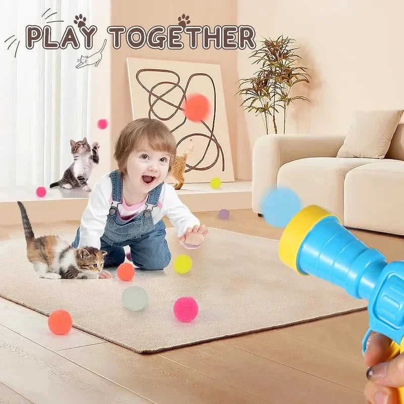 Cat Toy Launcher – Interactive with Stretch Plush Balls