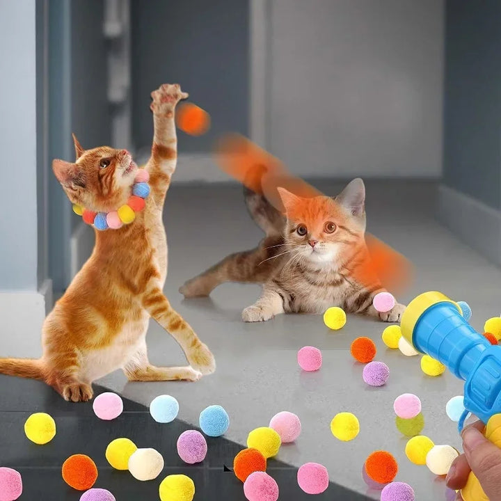Cat Toy Launcher – Interactive with Stretch Plush Balls