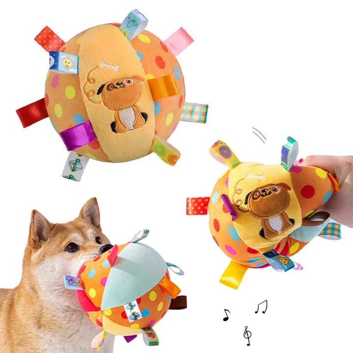 Interactive Ball Dog Toy – Plush Tug Toy with Bell