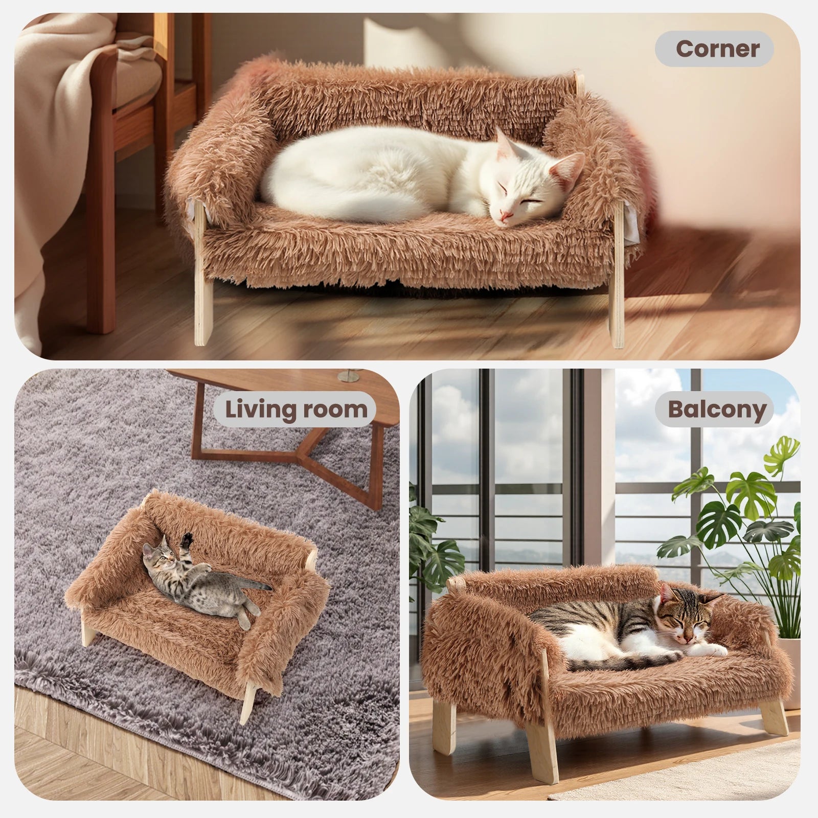 Elevated Cat Bed – Wooden Legs & Removable Cover