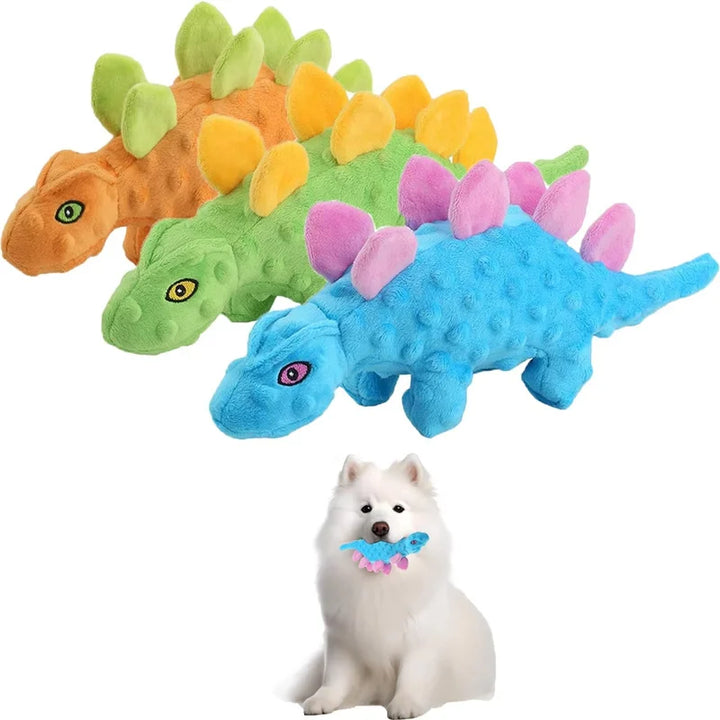 Squeaky Plush Dinosaur Dog Toy – Stuffing-Free Interactive Chew Toy
