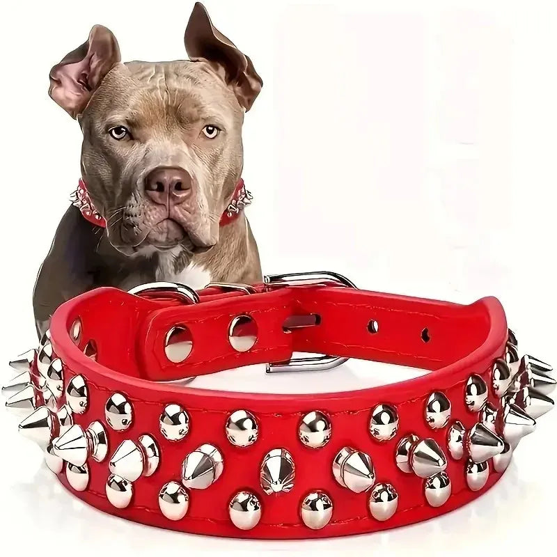 Studded Leather Dog Collar – Spiked & Adjustable