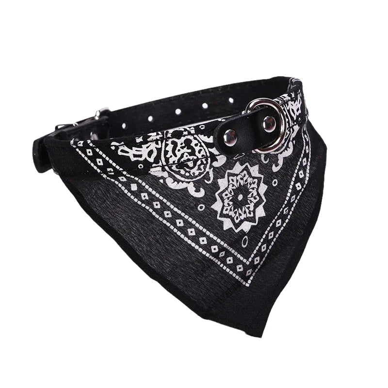 PU Cat Dog Collar with Scarf – Adjustable & Cute